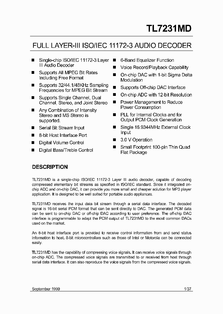 TL7231MD_1358237.PDF Datasheet Download --- IC-ON-LINE