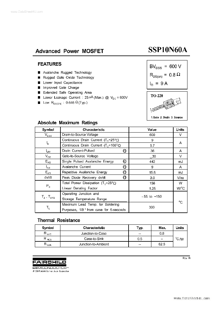 10N60A_940050.PDF Datasheet Download --- IC-ON-LINE