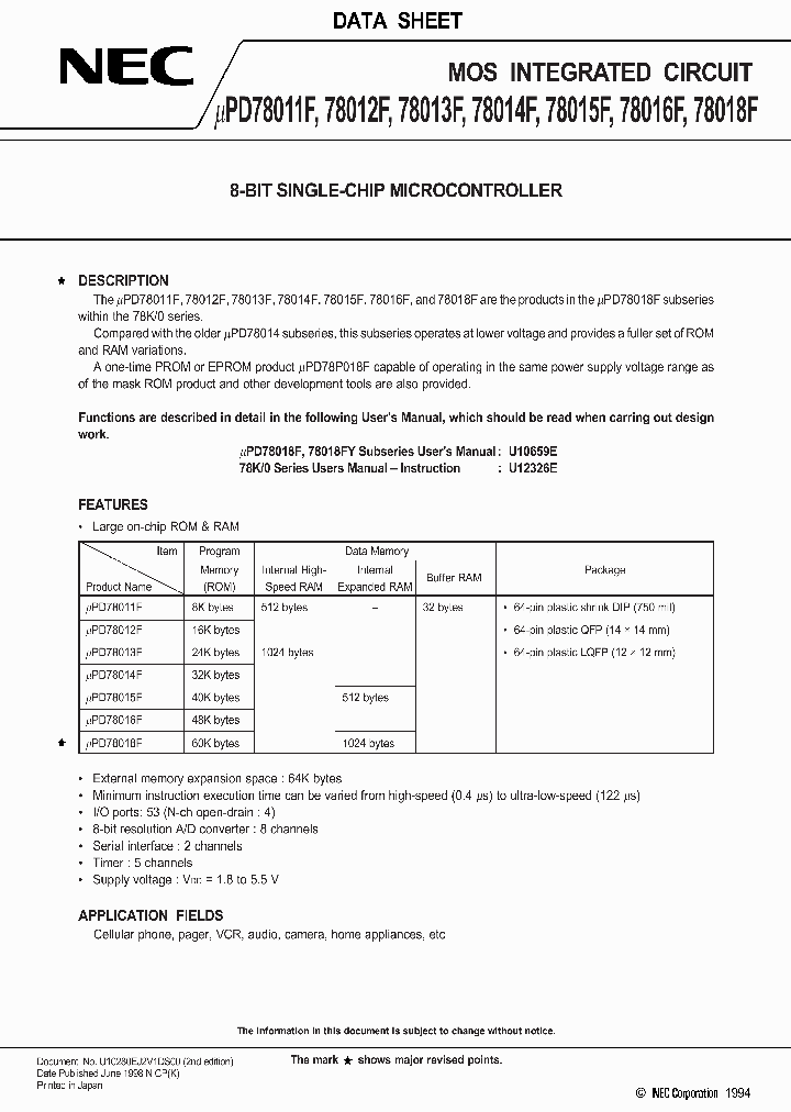 UPD78011F_940105.PDF Datasheet