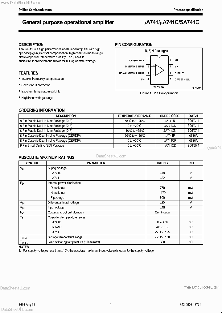 UA741CN_939998.PDF Datasheet Download --- IC-ON-LINE