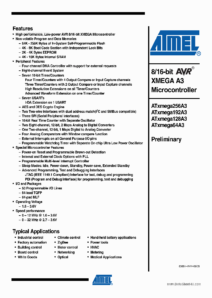 ATXMEGA128A3_1050652.PDF Datasheet Download --- IC-ON-LINE