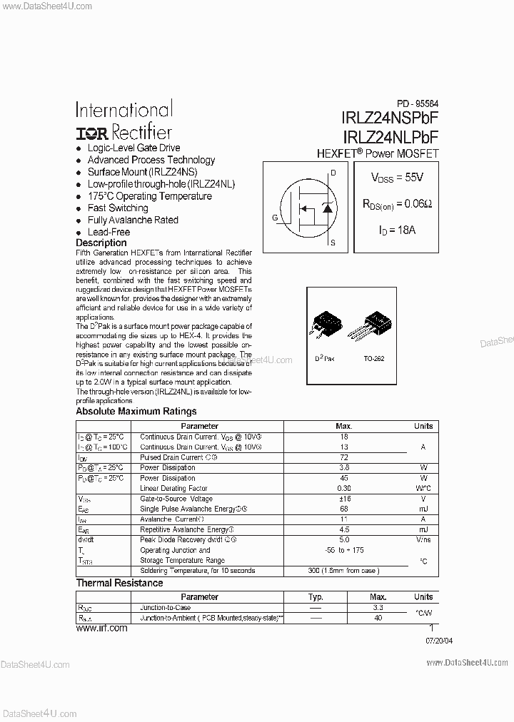 IRLZ24NLPBF_1070928.PDF Datasheet