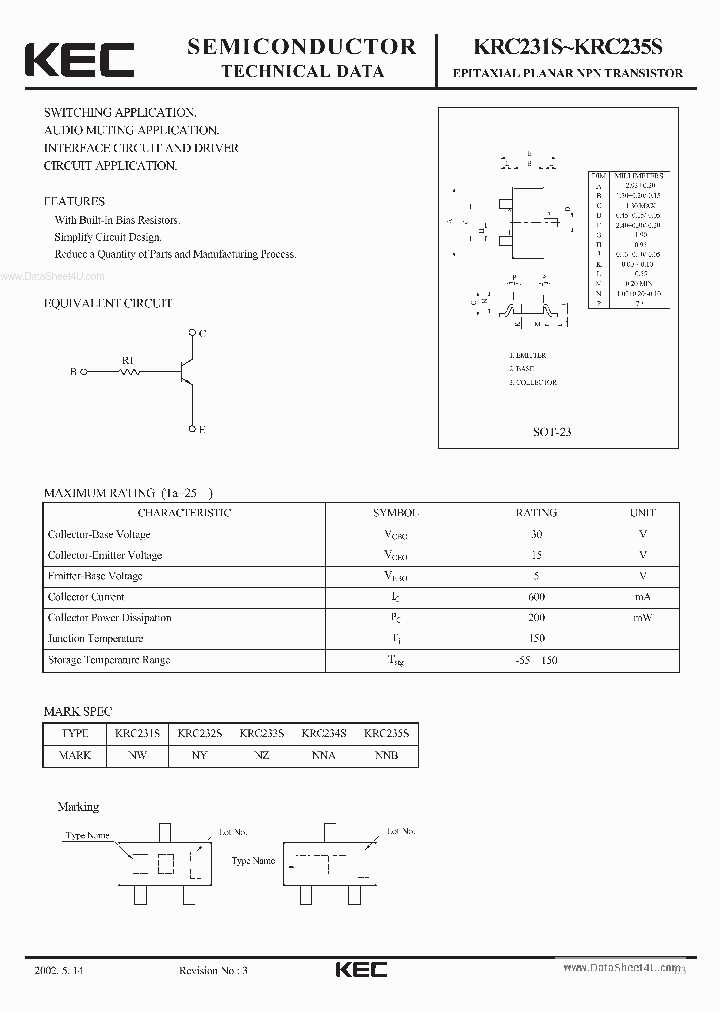 KRC231S_1197697.PDF Datasheet