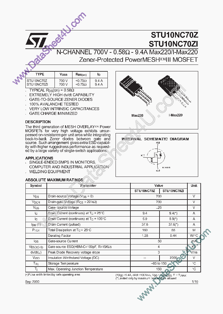 STU10NC70Z_1238785.PDF Datasheet