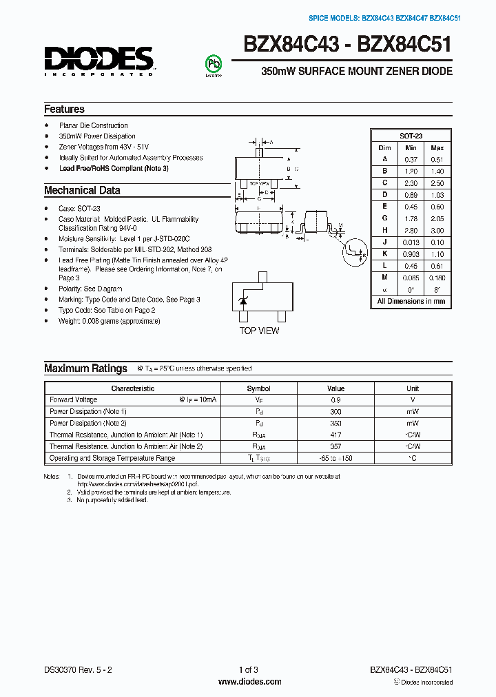 BZX84C43-7-F_1428773.PDF Datasheet