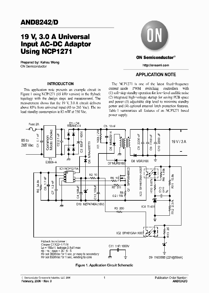 NCP1271ADAPGEVB_830745.PDF Datasheet Download --- IC-ON-LINE