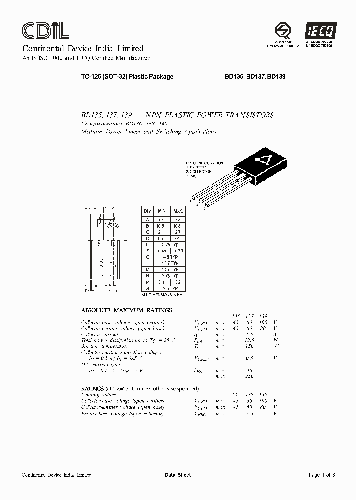 transistor bd 139 pdf