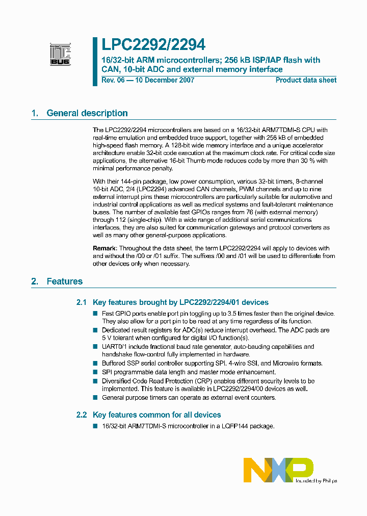 LPC2292FET14401_835487.PDF Datasheet