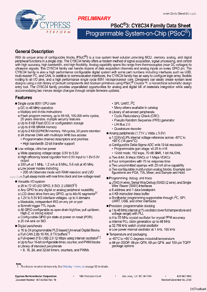 CY8C34_1549480.PDF Datasheet