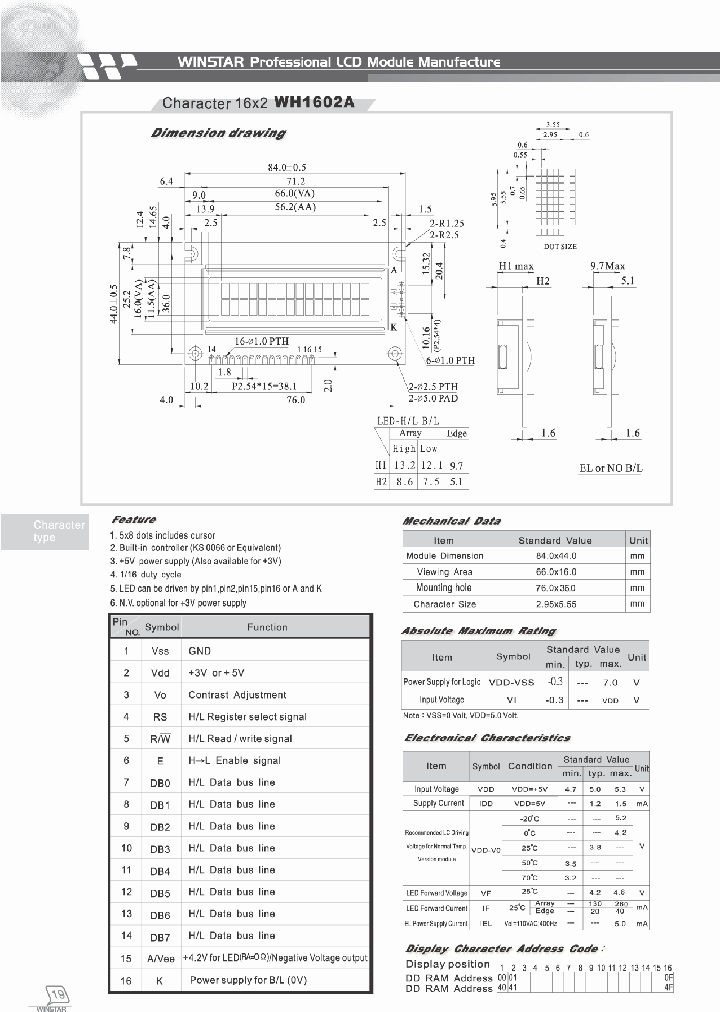 WH1602A-YYB-CP_874119.PDF Datasheet Download --- IC-ON-LINE