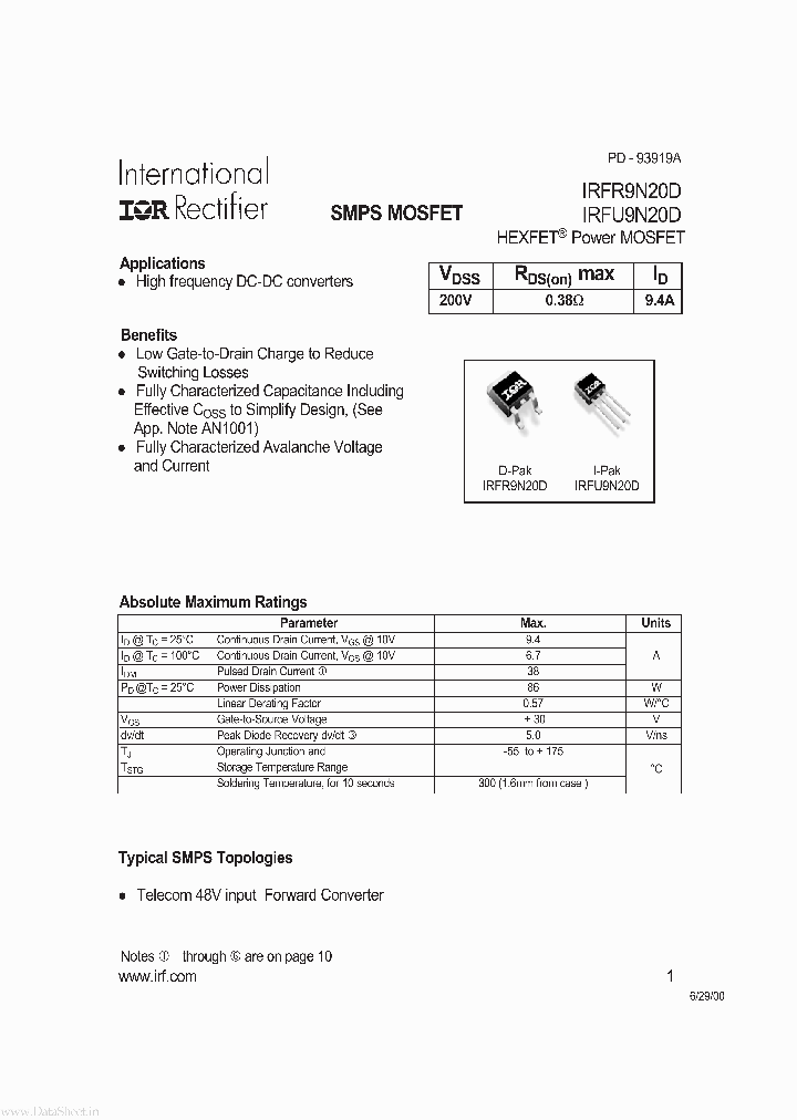 FU9N20D_1576486.PDF Datasheet Download --- IC-ON-LINE