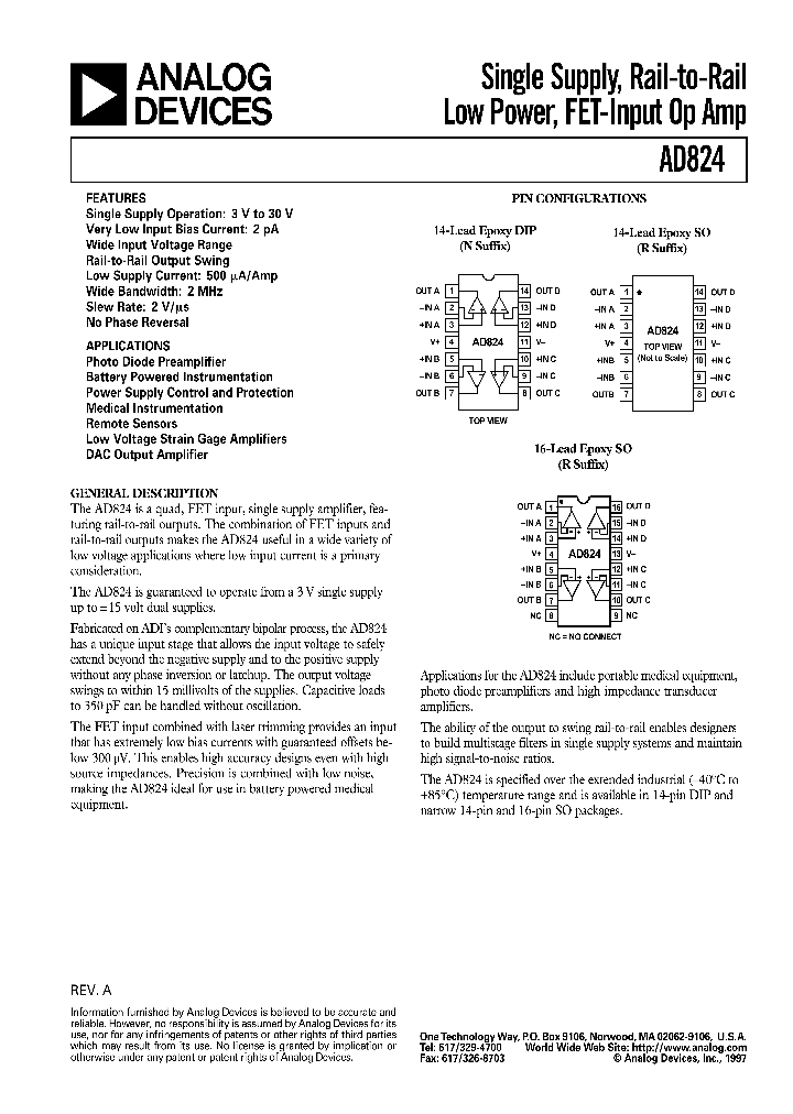 AD824AR_887118.PDF Datasheet Download --- IC-ON-LINE