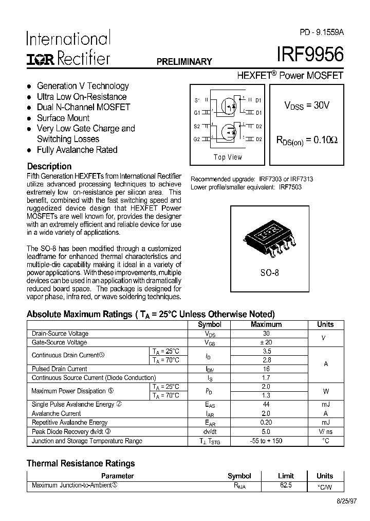 IRF9956_1589657.PDF Datasheet