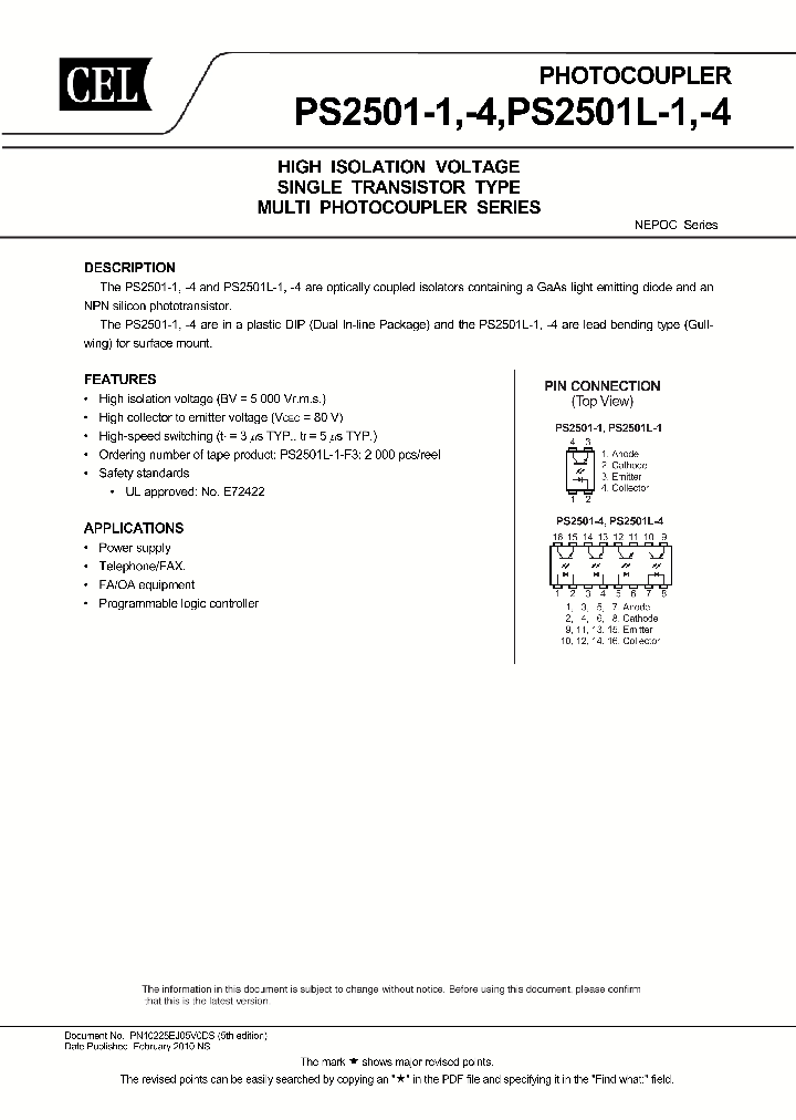 PS2501-2-A_1033106.PDF Datasheet Download --- IC-ON-LINE