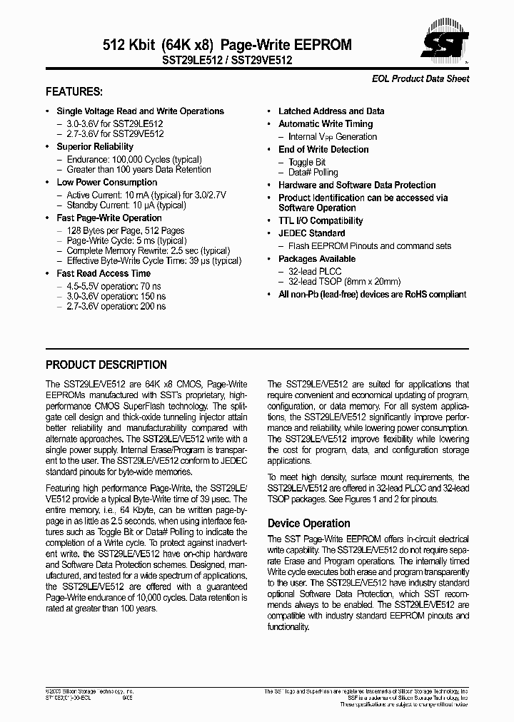 SST29VE512-200-4I-EH_1039358.PDF Datasheet