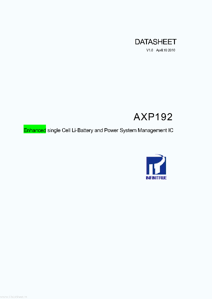 AXP192_1634798.PDF Datasheet Download --- IC-ON-LINE