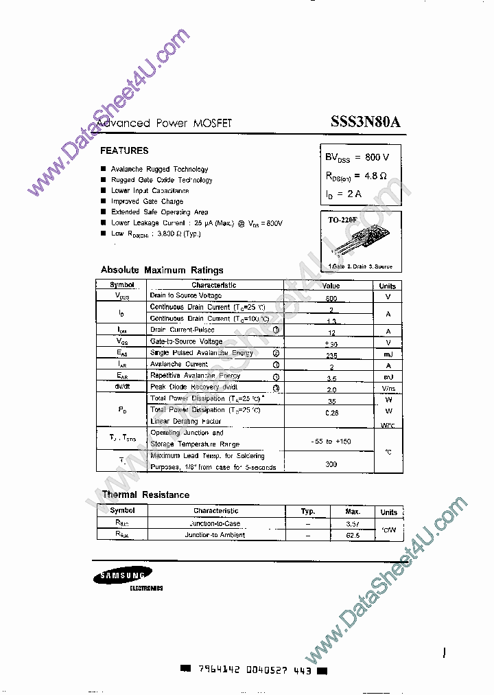 SSS3N80A_1646338.PDF Datasheet