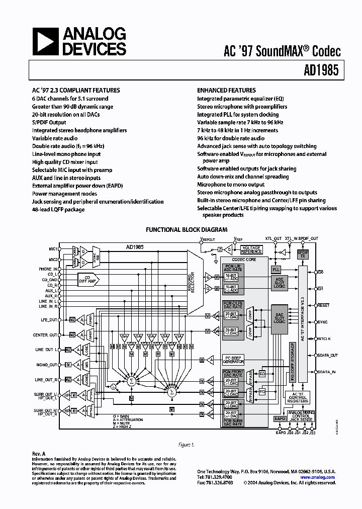 AD1985_1085516.PDF Datasheet Download --- IC-ON-LINE