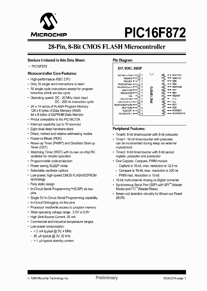 PIC16F872TSO_1117496.PDF Datasheet Download --- IC-ON-LINE