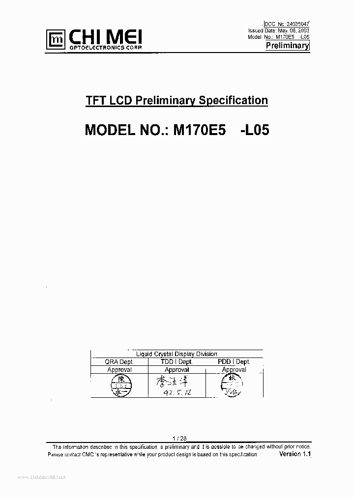 M170E5-L05_1677056.PDF Datasheet