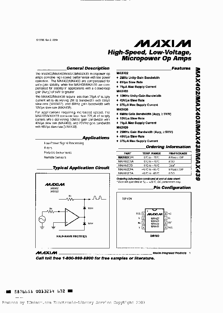 MAX402CPA_1373402.PDF Datasheet