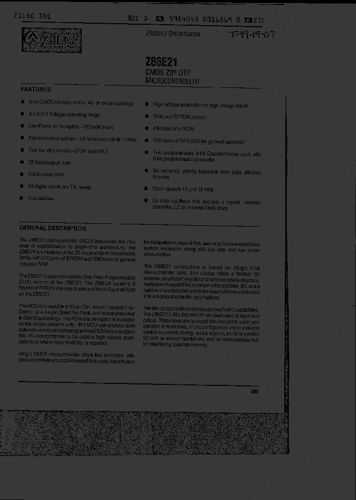 Z86E2116KSE_1364460.PDF Datasheet