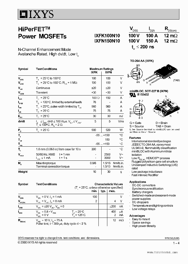 150N10_1723558.PDF Datasheet Download --- IC-ON-LINE