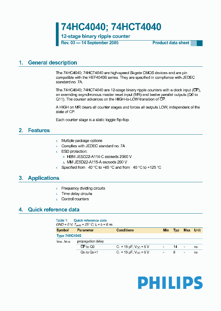 74HC4040_1736200.PDF Datasheet Download --- IC-ON-LINE