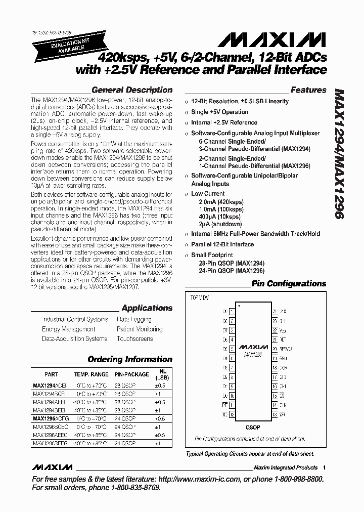 MAX1294BCEI_1531636.PDF Datasheet