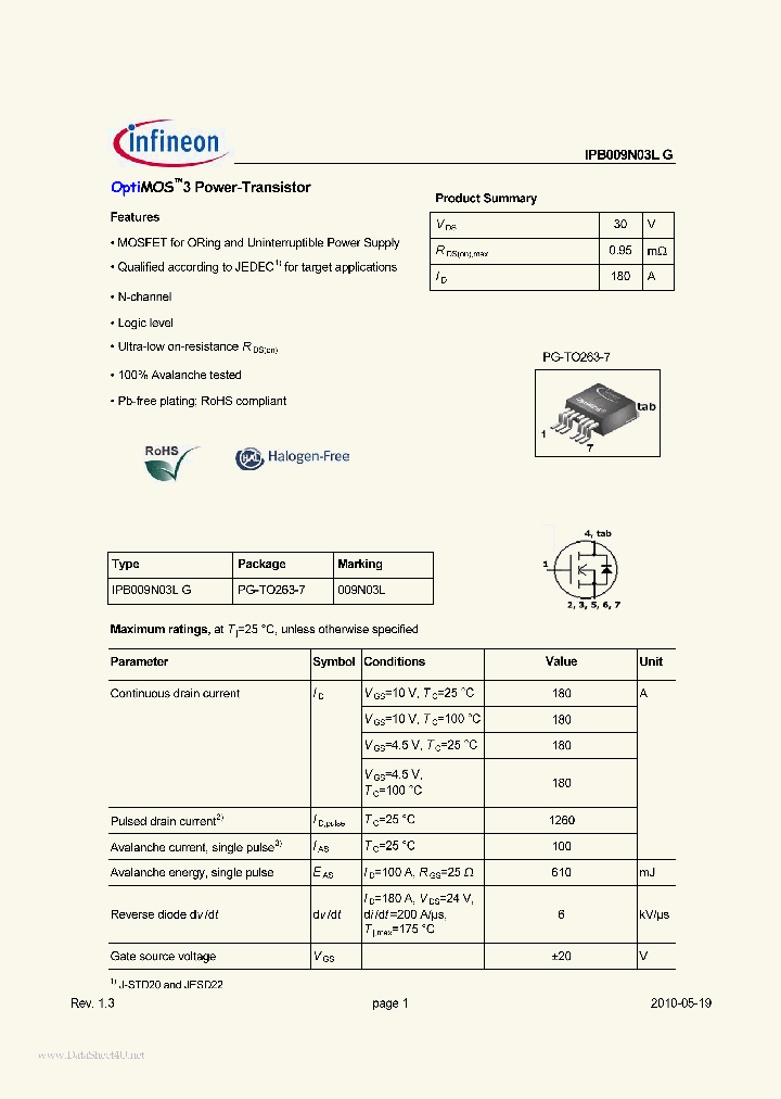 IPB009N03LG_1821437.PDF Datasheet