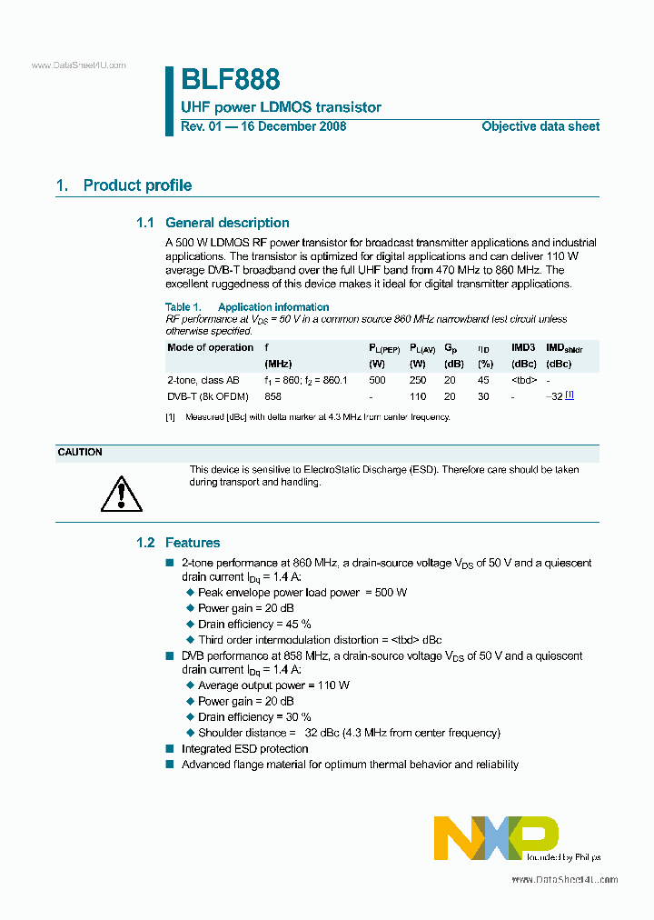 BLF888_1842234.PDF Datasheet Download --- IC-ON-LINE