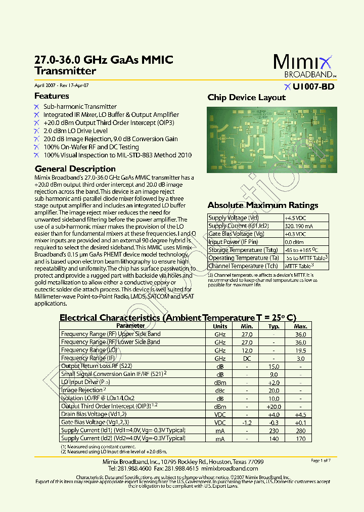 XU1007-BD-000V_1734234.PDF Datasheet