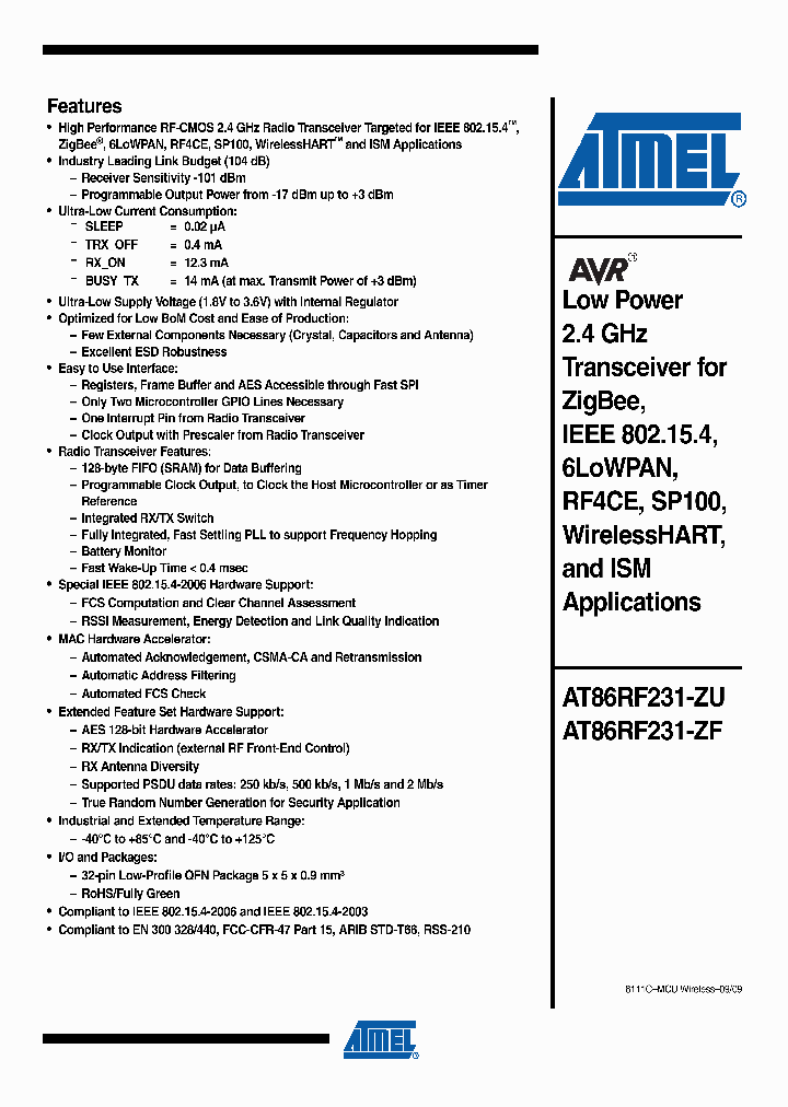 AT86RF231-ZFR_1786937.PDF Datasheet