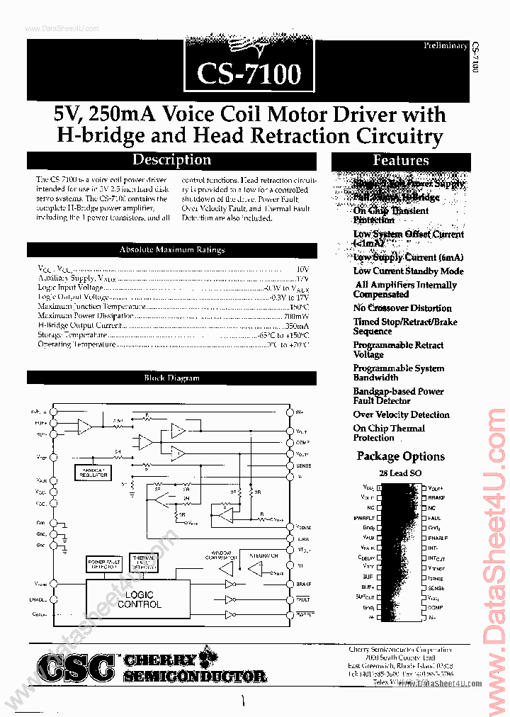 CS7100_1894123.PDF Datasheet Download --- IC-ON-LINE