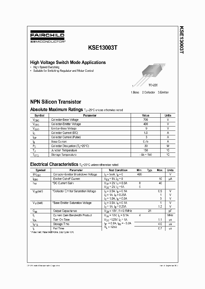 KSE13003T_1906206.PDF Datasheet