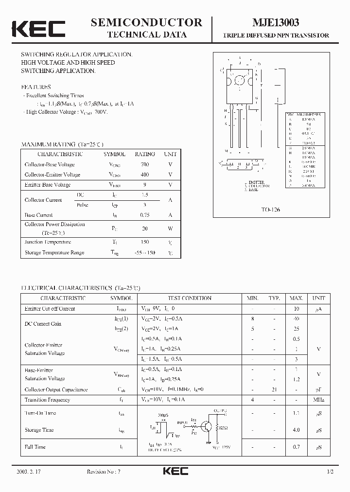 MJE13003_1906211.PDF Datasheet Download