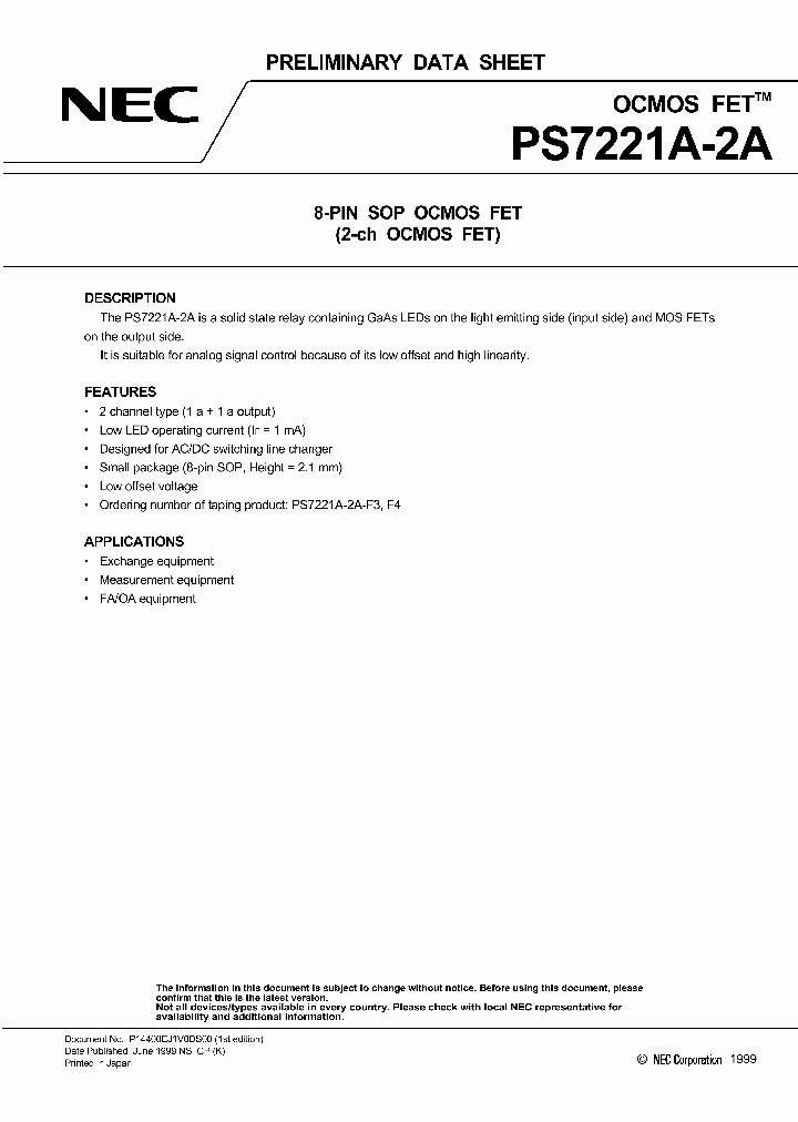PS7221A-2A_1857243.PDF Datasheet Download --- IC-ON-LINE