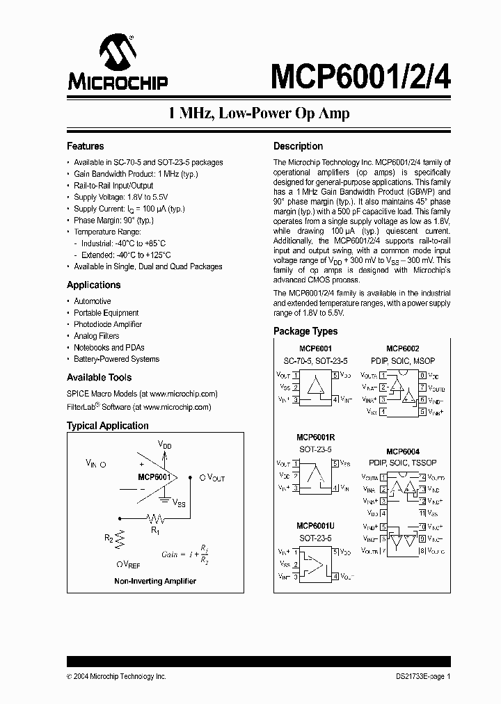 MCP6001T-ILT_1953329.PDF Datasheet