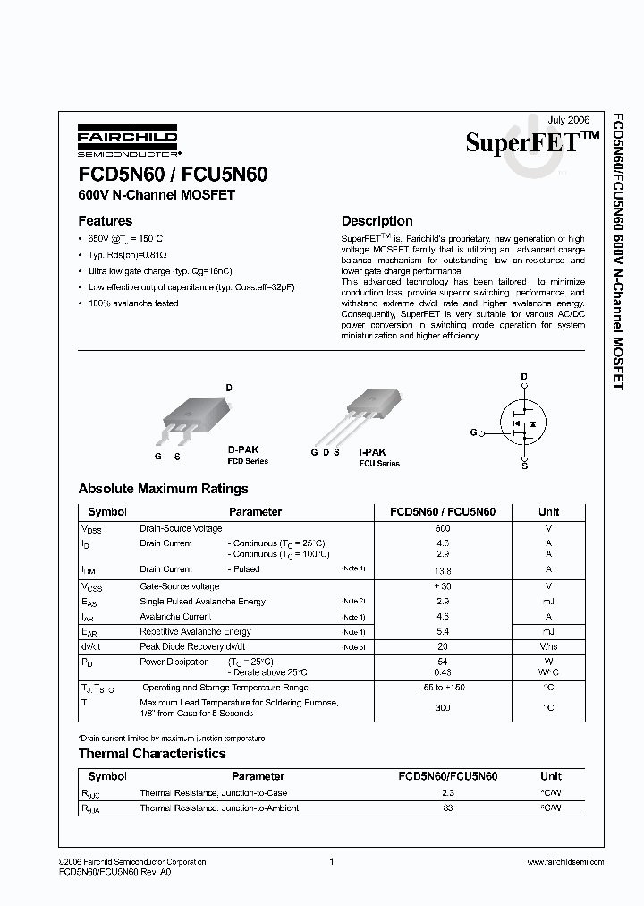 FCU5N60_1919368.PDF Datasheet