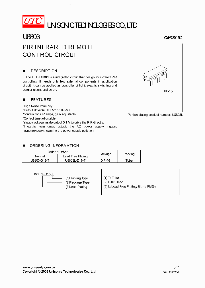 U8803_1958760.PDF Datasheet Download --- IC-ON-LINE
