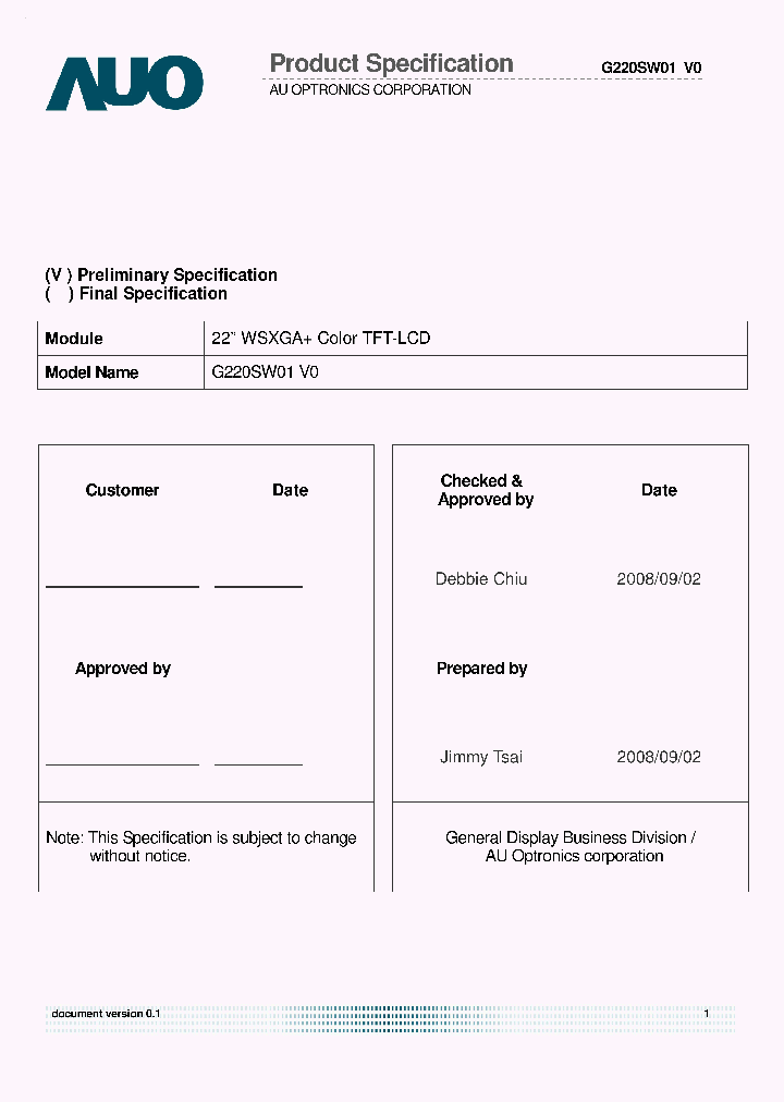 G220SW01V0_1974805.PDF Datasheet