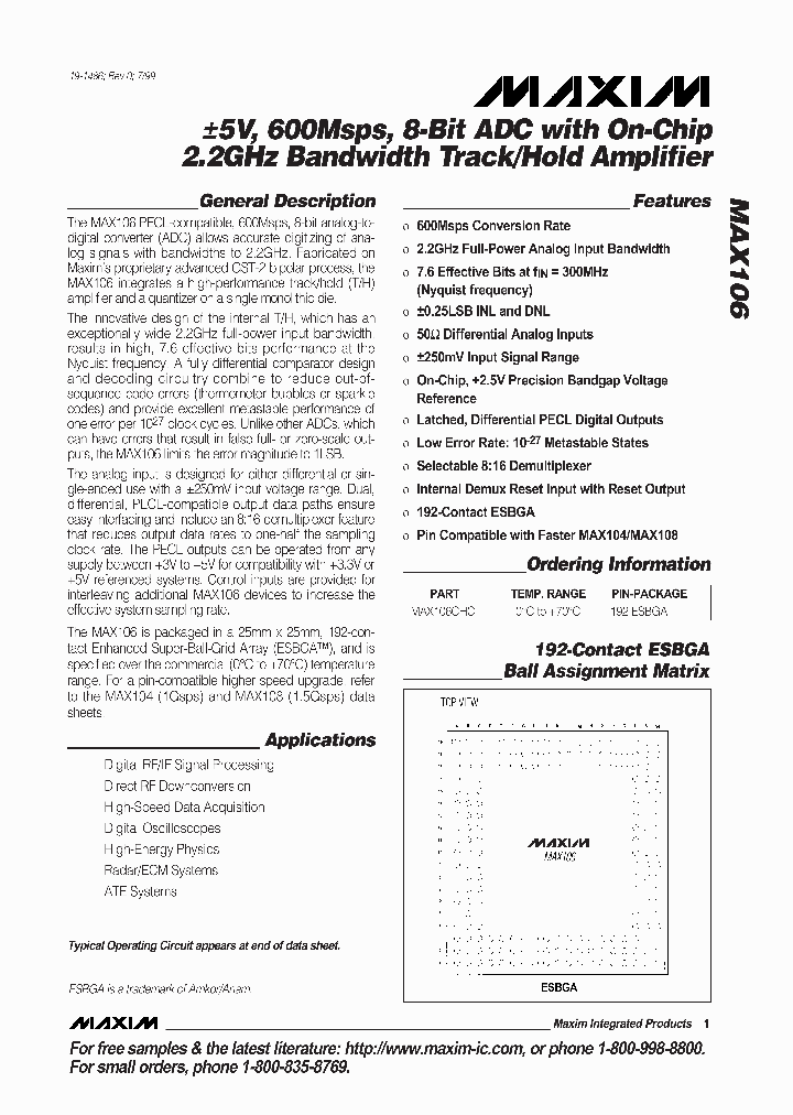 MAX106CHC_1990009.PDF Datasheet