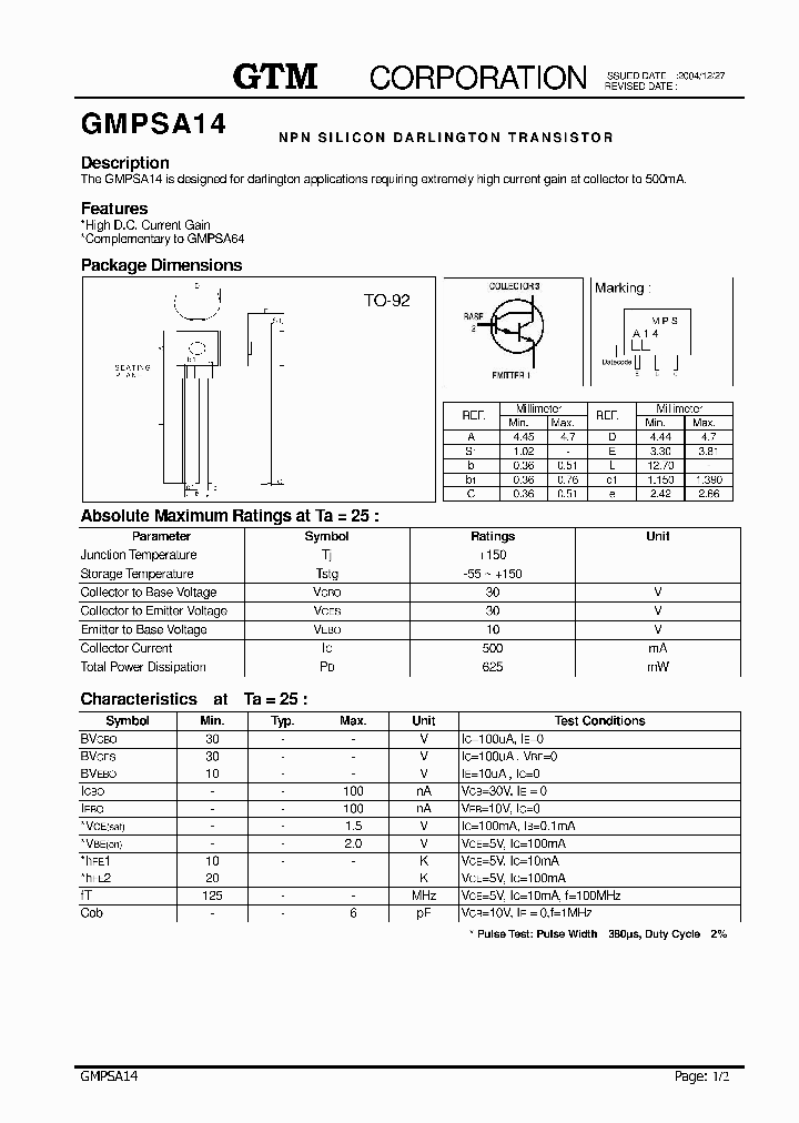 GMPSA14_1992869.PDF Datasheet