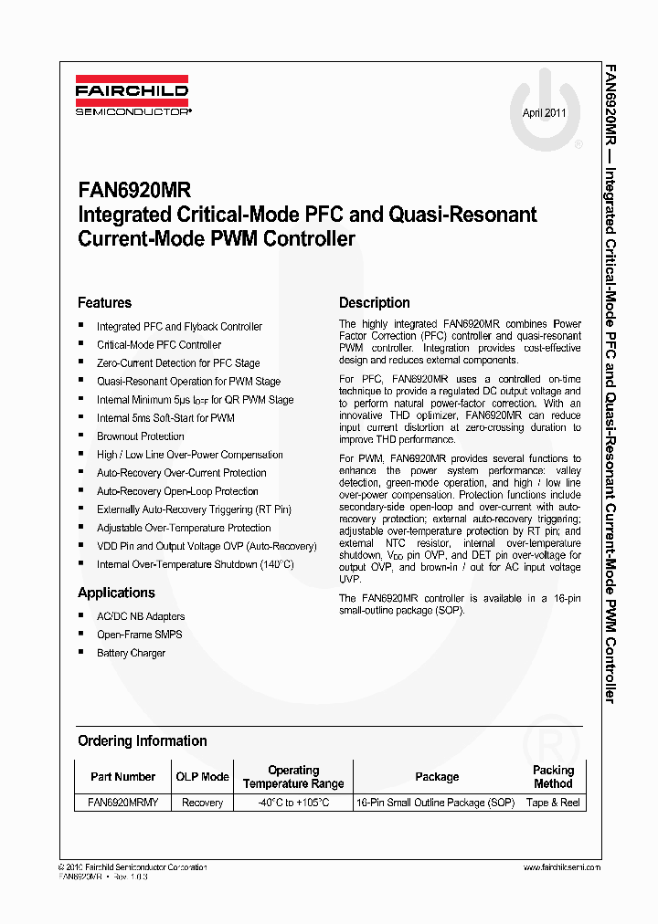 FAN6920MR_1997157.PDF Datasheet