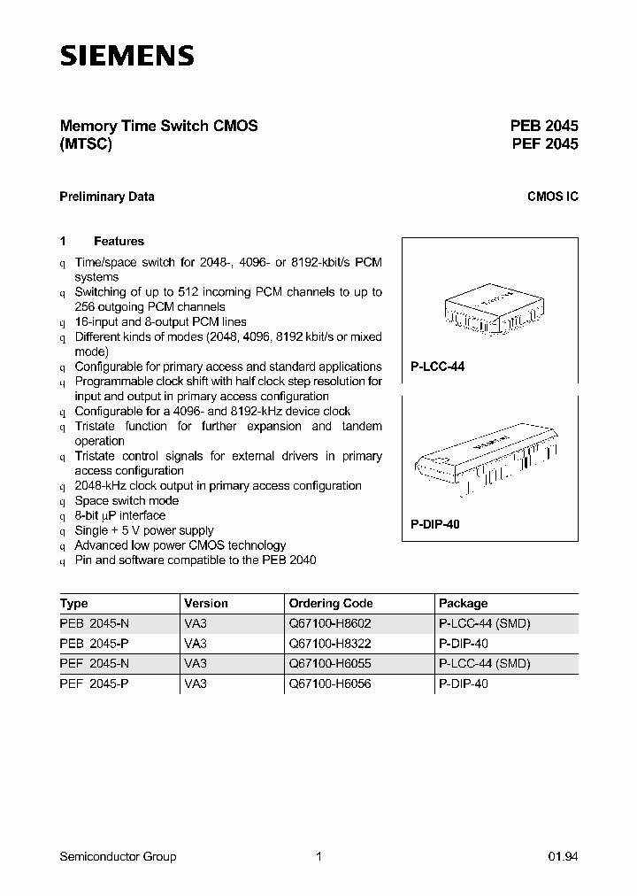 PEB2045_2021716.PDF Datasheet Download --- IC-ON-LINE