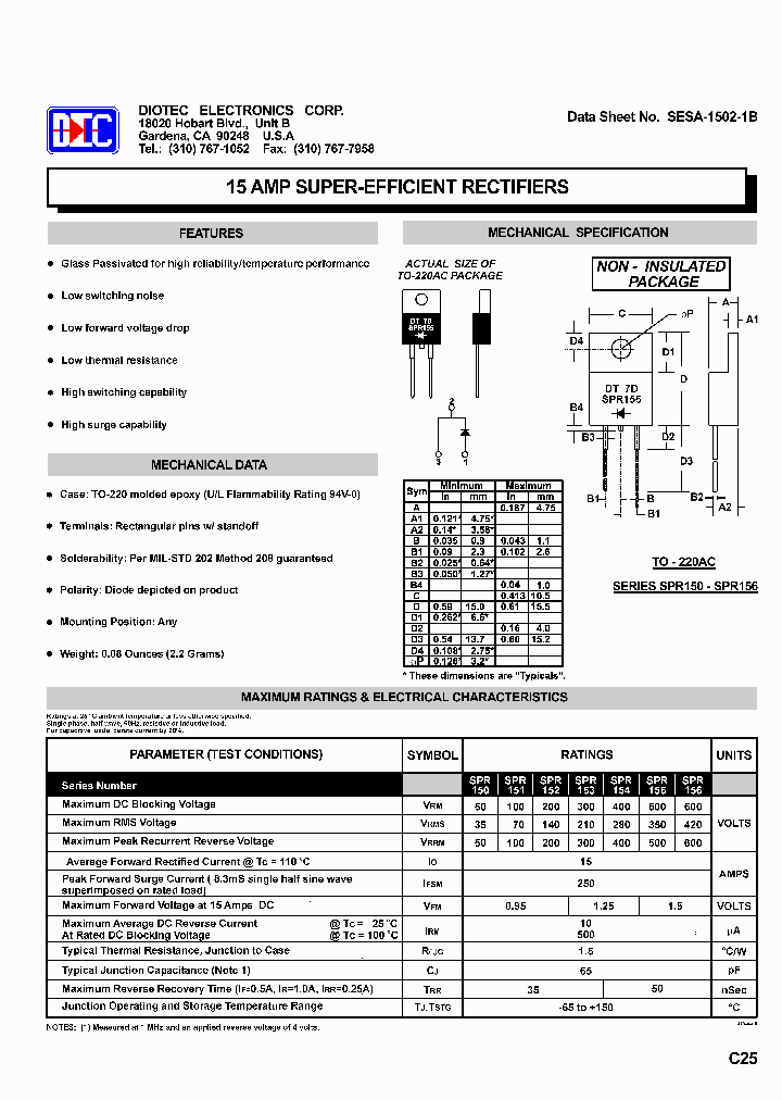 SPR153_2054649.PDF Datasheet Download