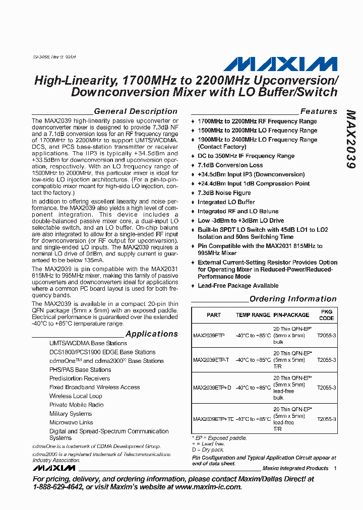 MAX2039ETP_2065809.PDF Datasheet