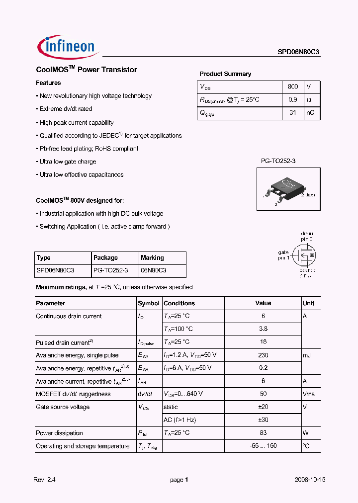 SPD06N80C3_2067481.PDF Datasheet