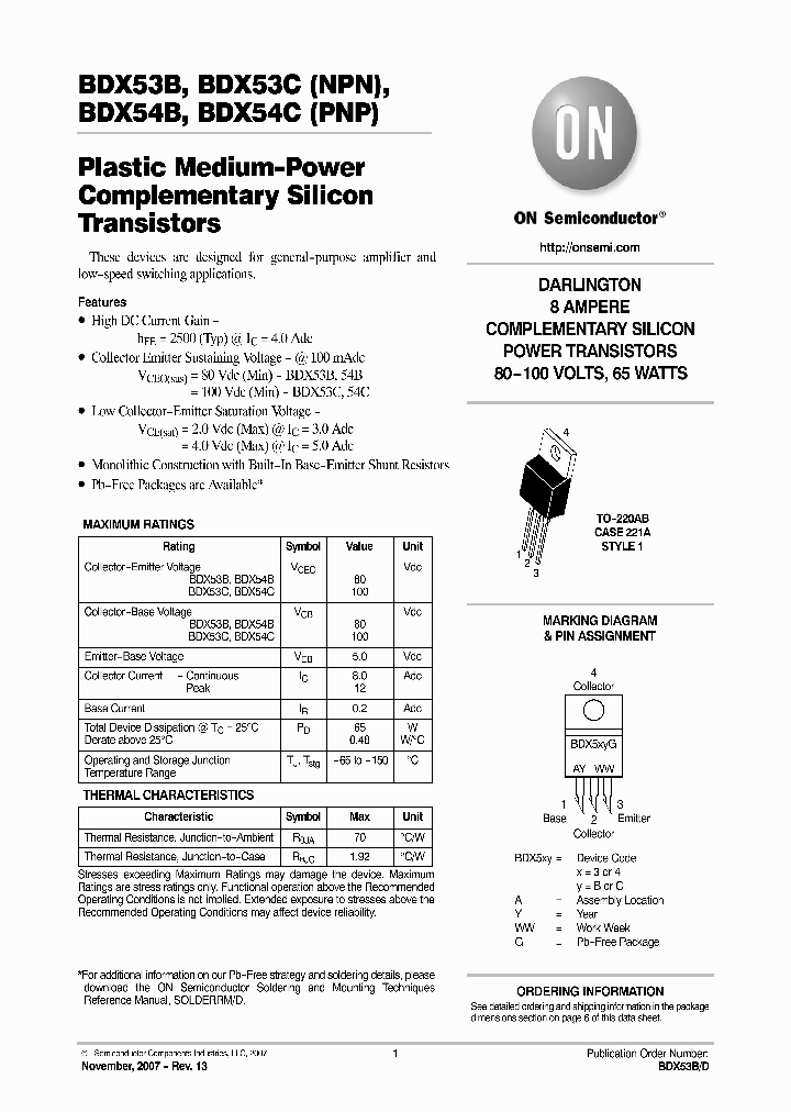 BDX53CG_2087008.PDF Datasheet Download