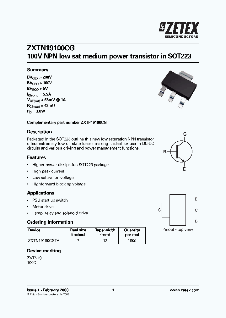 ZXTN19100CG_2094628.PDF Datasheet